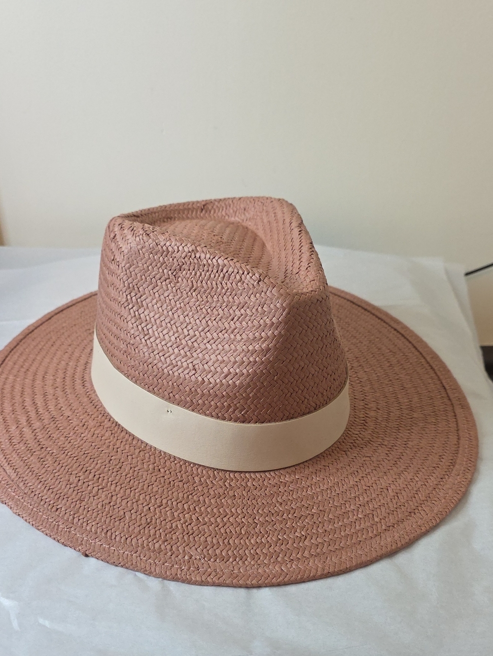 Wyeth Dusty Rose Straw Fedora with Cream Band - Women's Hat